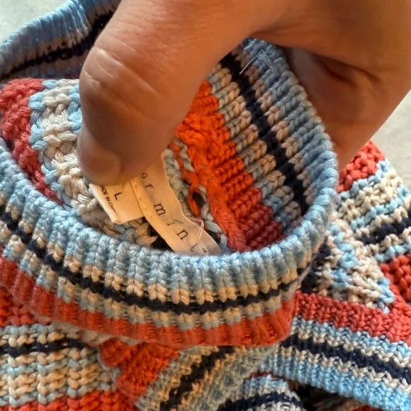 Y2k crochet tank top pastel striped crop top granny core summer shirt womens L - Picture 5 of 5